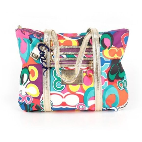 Coach Daisy Pop C Print Blue Tote - Picture 4 of 4